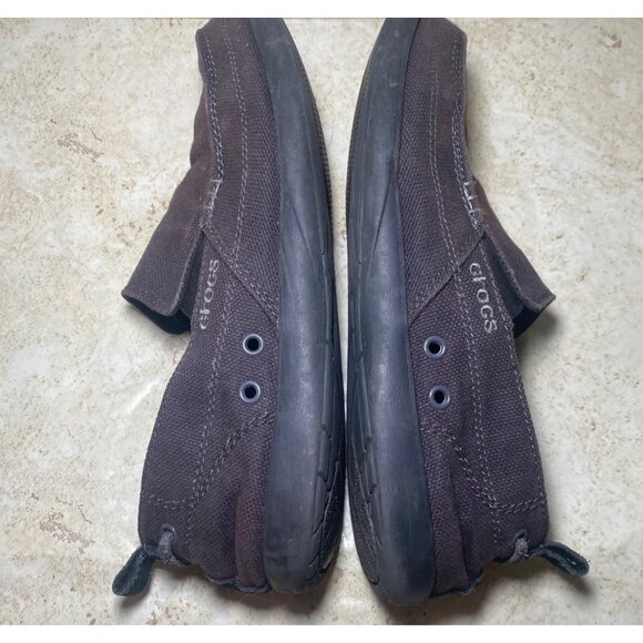 Crocs Canvas Slip On Loafers Brown Mens Shoes Comfort Casual - Picture 5 of 8